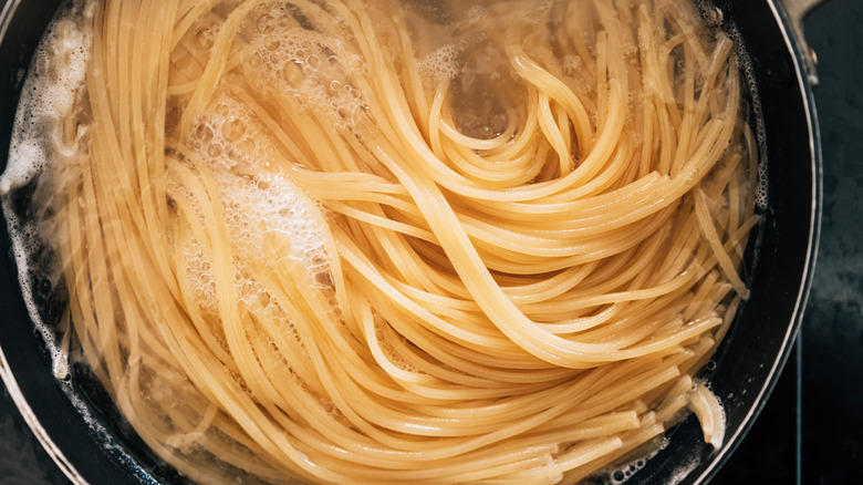 boiling pot of noodles