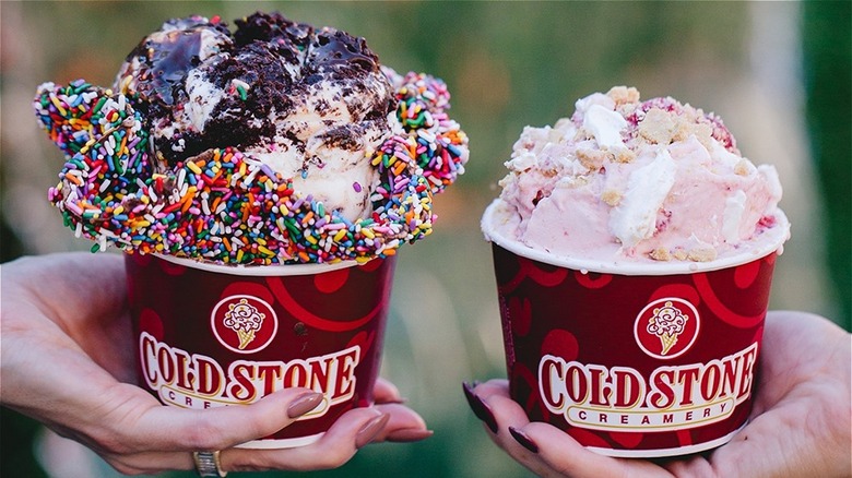 hands holding cold stone ice cream