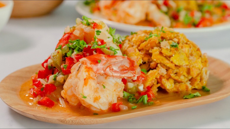 Mofongo with shrimp sauce