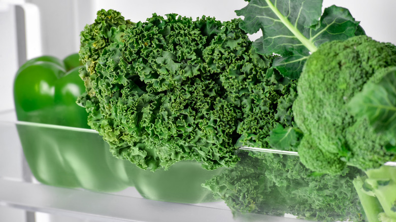 greens in the fridge