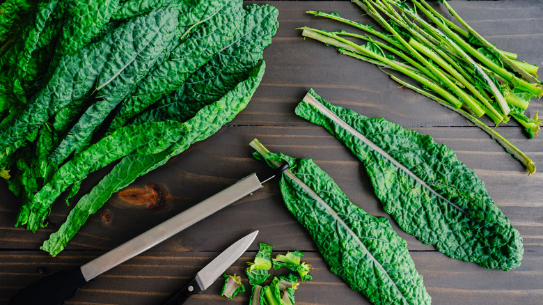 chopped kale stems and leaves