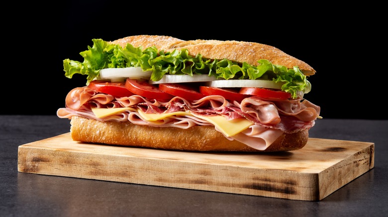 Sandwich on a wooden board