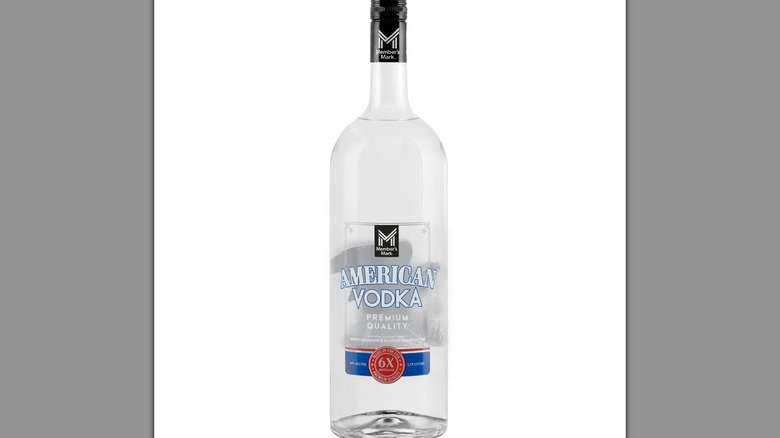 Bottle of Member's Mark American Vodka on a white background