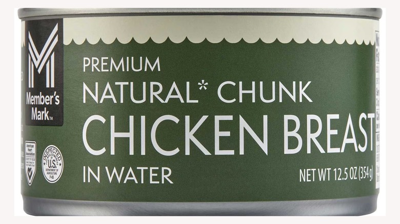 A can of Member's Club Premium Natural Chunk Chicken Breast in Water