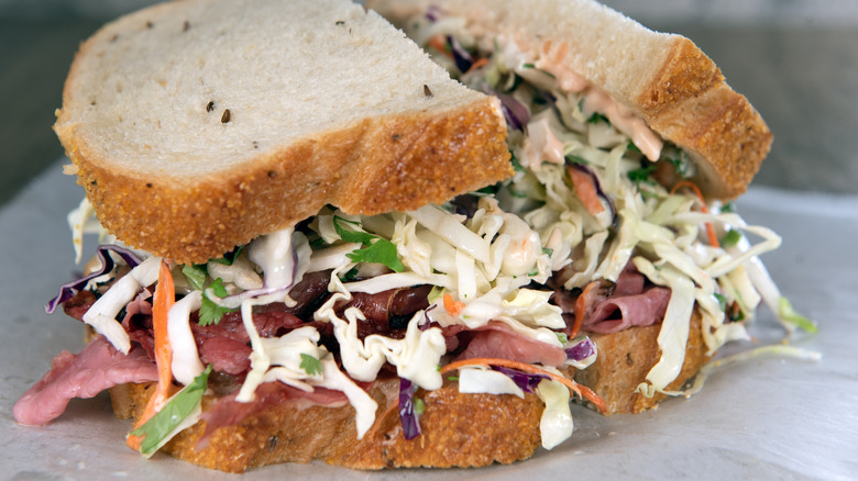 Corned beef and coleslaw sandwich