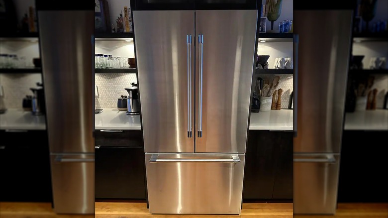 The Thermador T36FT820NS refrigerator in a home kitchen