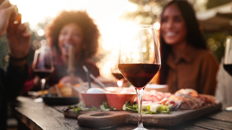 Friends enjoy a restaurant meal