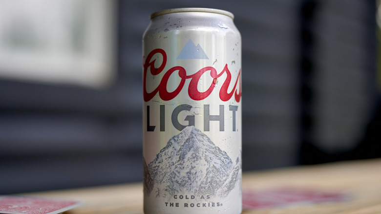 Coors Light can on table