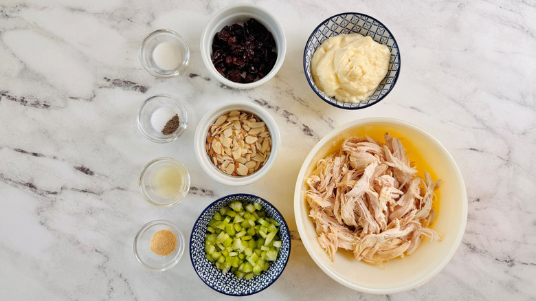 Ingredients for Aldi cranberry almond chicken salad