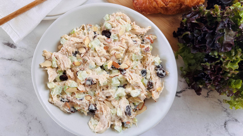 Cranberry chicken salad in bowl