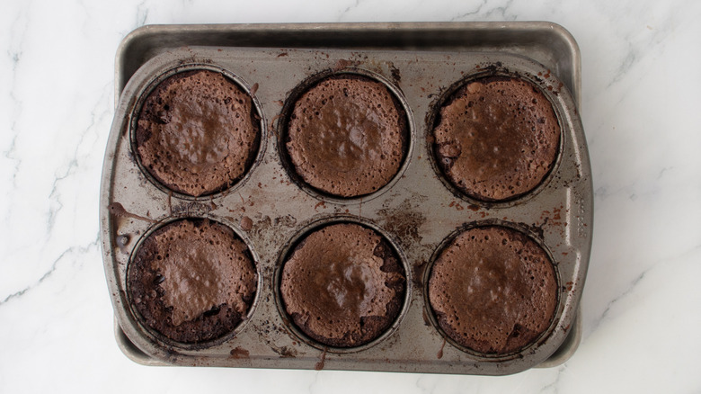 chocolate cake in a muffin pan