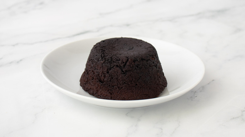 chocolate lava cake on a white plate