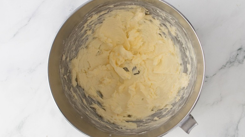 Creamed butter in mixing bowl