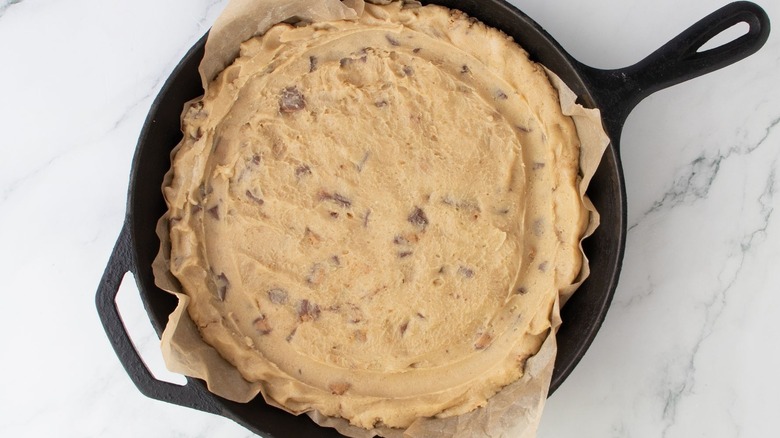 Unbaked cookie dough skillet