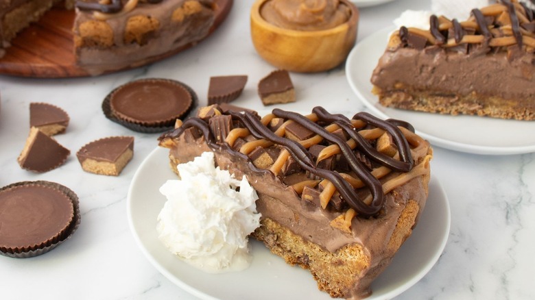 Slice of peanut butter 'n chocolate Polar Pizza on plate