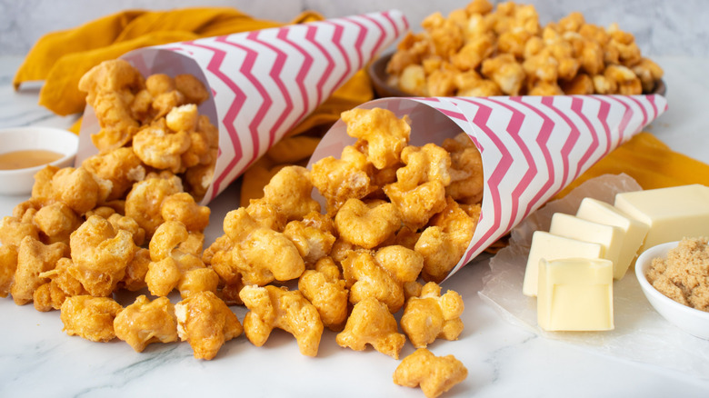 Buc-ee's beaver nuggets spilling out of serving cones