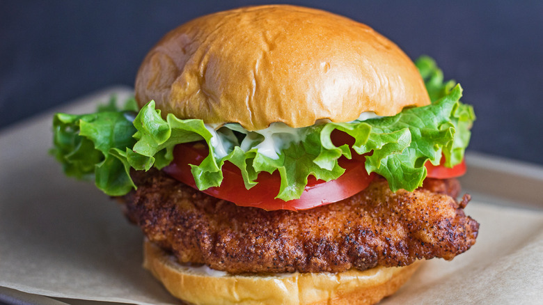 Copycat Burger King Spicy Crispy Chicken Sandwich on a counter