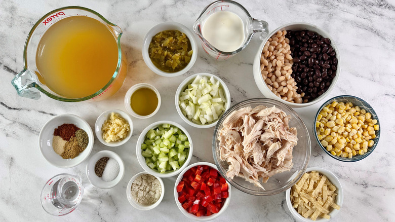 Ingredients for chicken tortilla soup