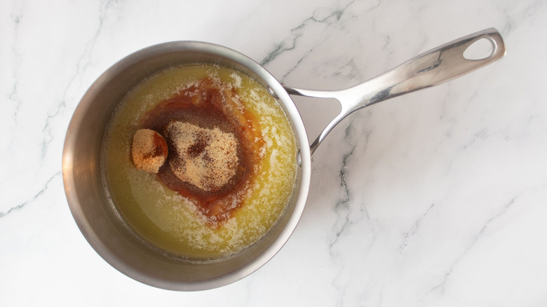 Hot sauce ingredients in saucepan