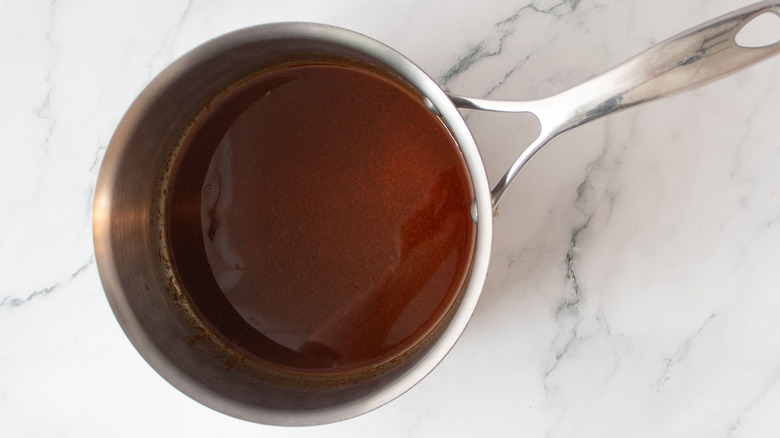 Hot sauce in saucepan