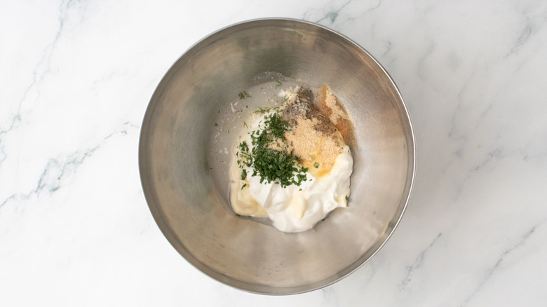 Unmixed ranch ingredients in bowl