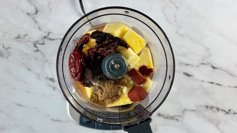 Al pastor marinade ingredients in food processor