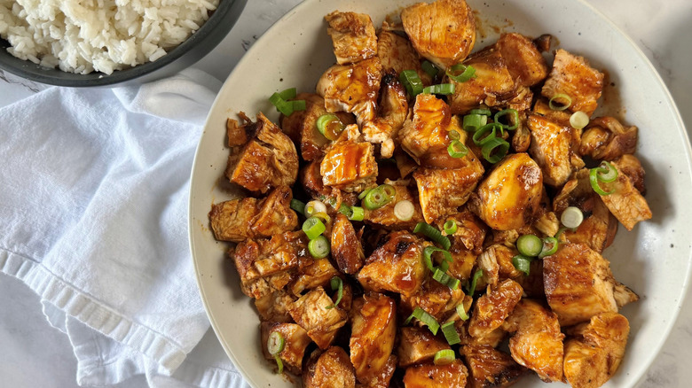 Honey chicken in bowl