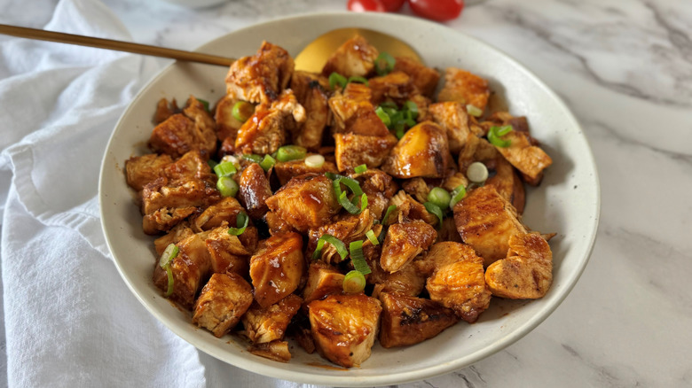 Honey chicken in bowl