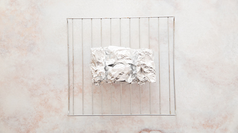 foil packet on wire rack