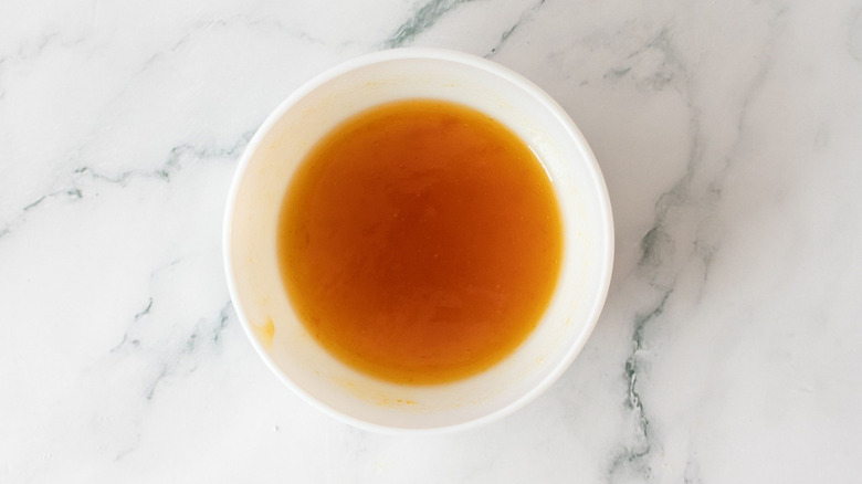 Apricot jelly in bowl