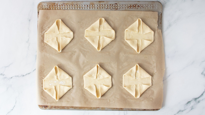 Pastry squares with corners folded in