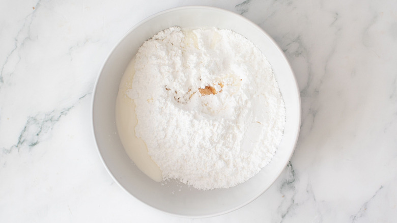 Icing ingredients in bowl