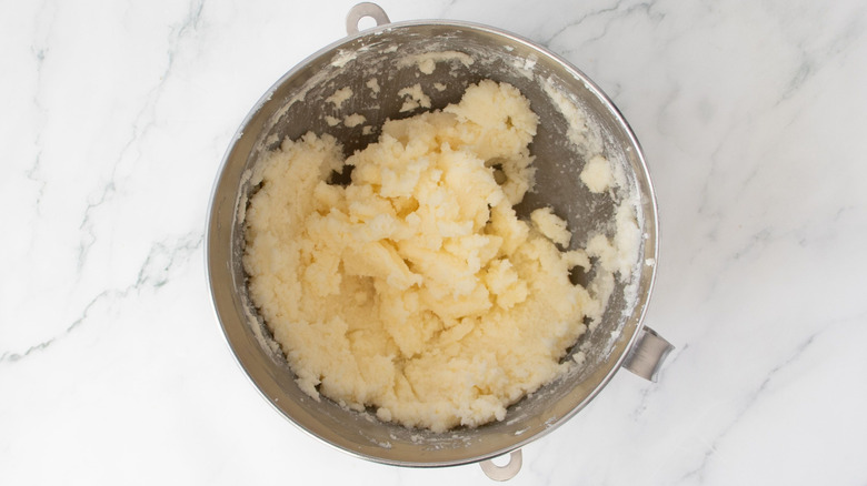 Beaten butter and sugar mixture in bowl