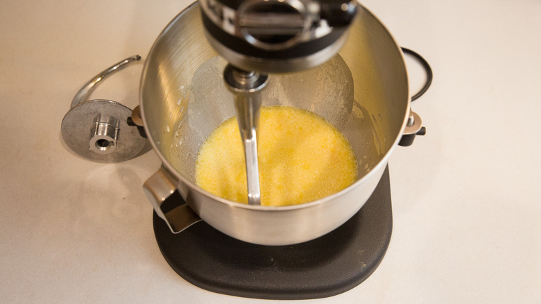 stand mixer mixing egg mixture
