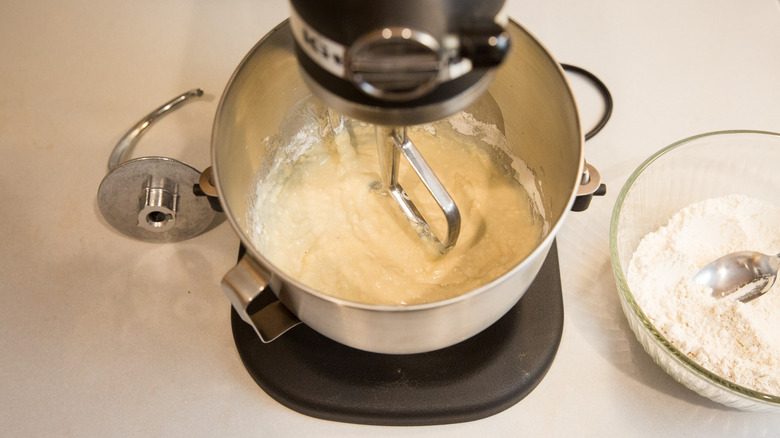dough mixing in stand mixer