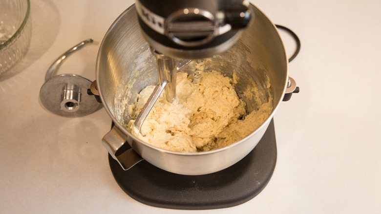 dough mixing in stand mixer