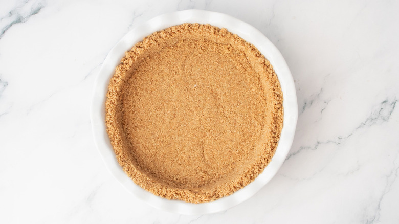 Graham cracker crust in pie dish