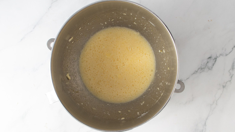 Egg mixture in mixing bowl