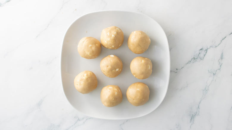 Cookie dough balls on plate