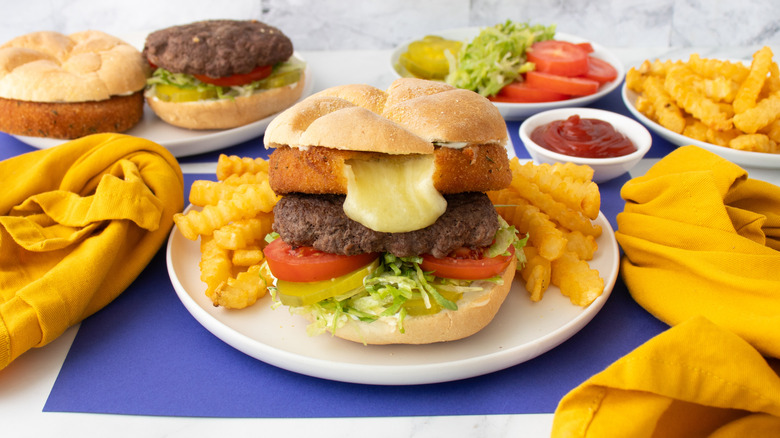 copycat culvers curderburger on plate with fries