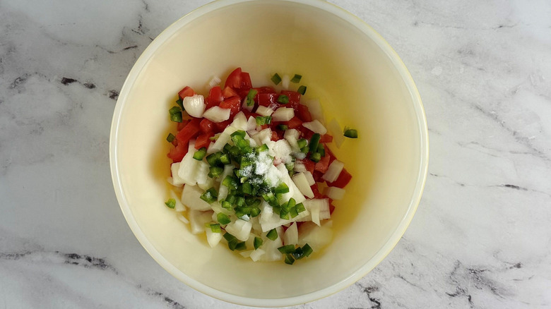 Pico de gallo ingredients in bowl