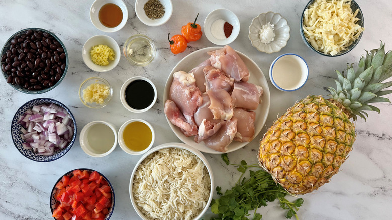 Ingredients for copycat Hot Head Burrito Hawaiian bowl