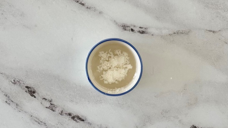 Cornstarch and water in bowl