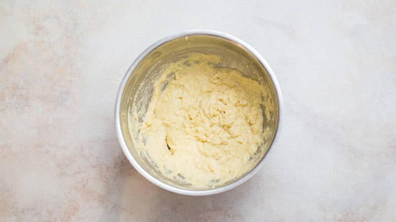 batter in metal mixing bowl