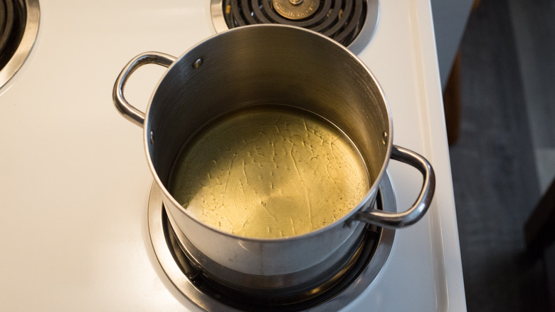 oil heating in medium pot