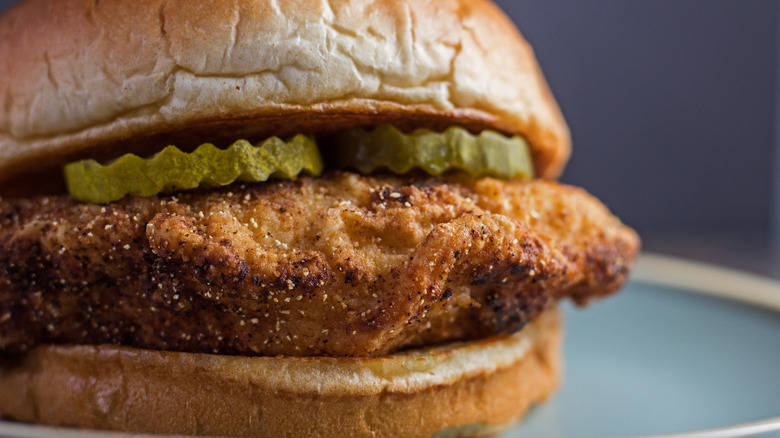 A Copycat McDonald's Chicken Sandwich on a plate