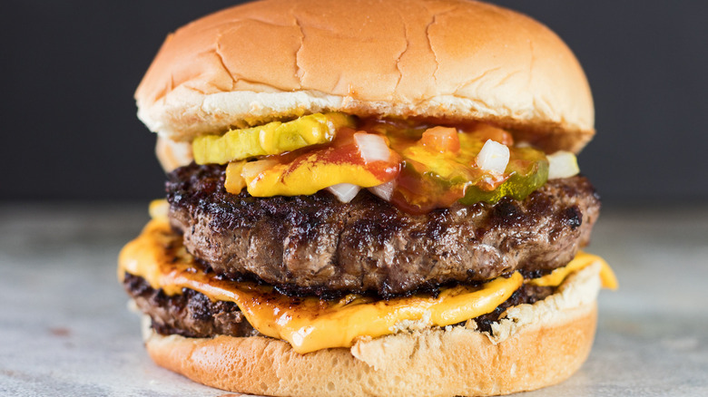 A Copycat McDonald's McDouble served on a counter