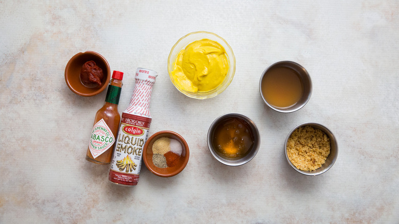 BBQ sauce ingredients on table