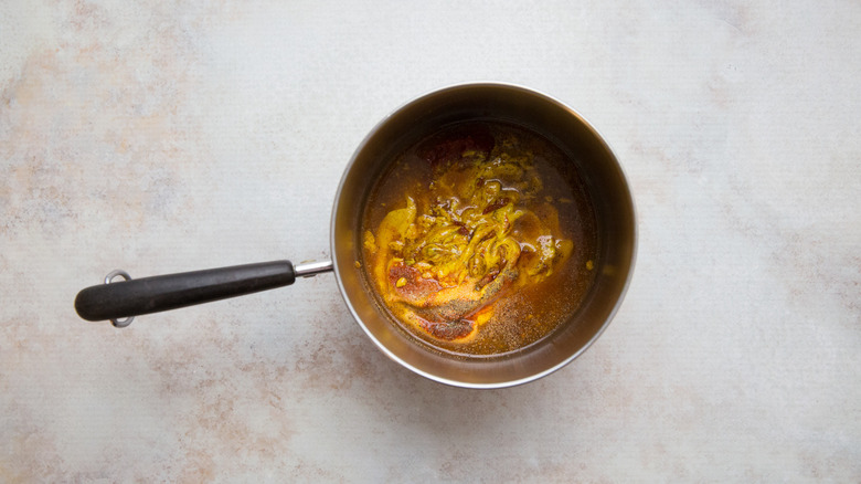 BBQ sauce ingredients in pan