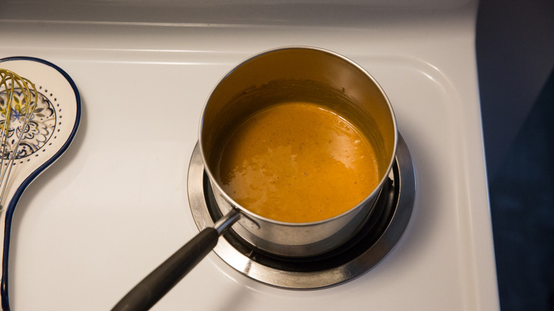 BBQ sauce in small saucepan